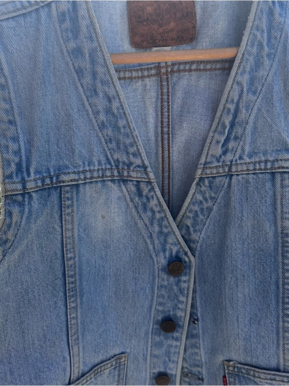 Big John Vintage Men’s Denim Vest Size 40in/ 101.5cm Chest - Picture 8 of 16